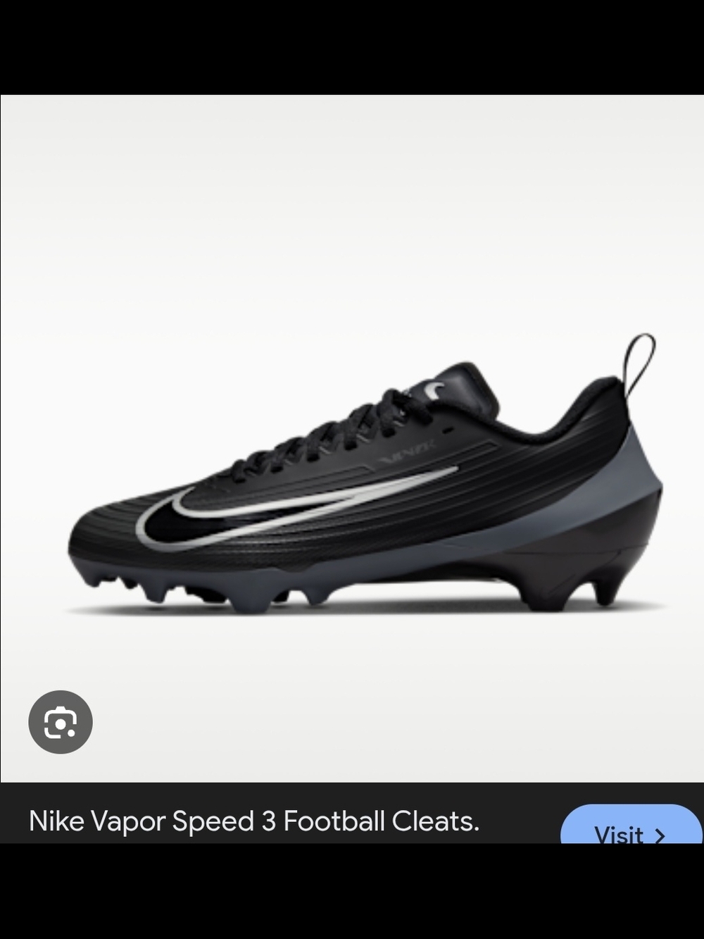 Nike Vapor Speed 3  Men’s Black and Silver Football Cleats Sz 11